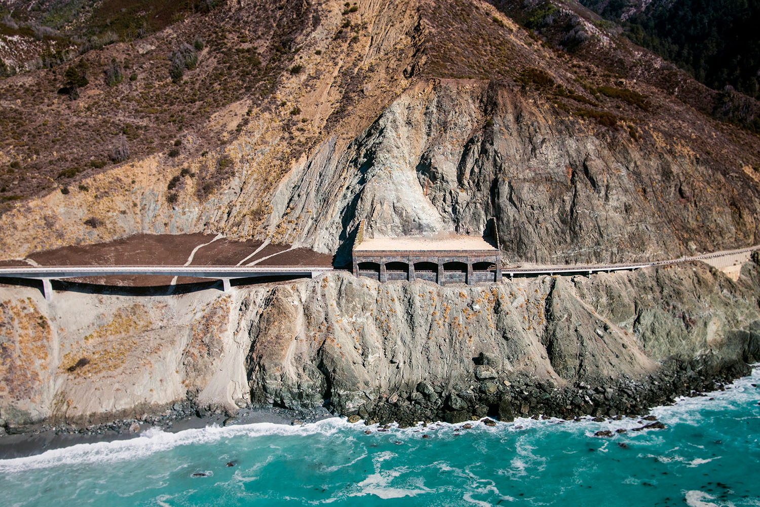 Pitkins Curve Road Bridge and Rock Shed at State Route 1