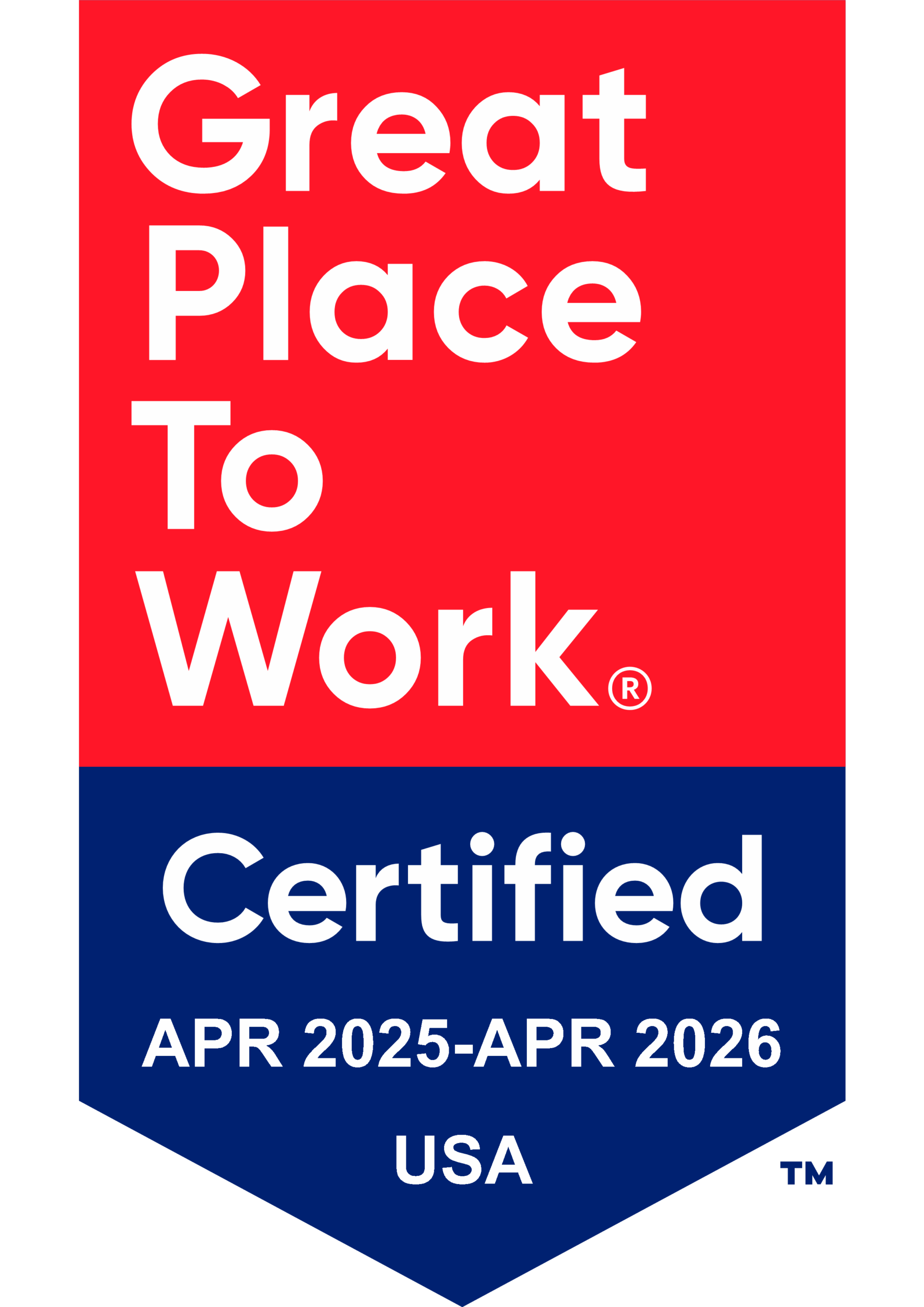 Great Places To Work Badge, April 2025-April 2026 USA